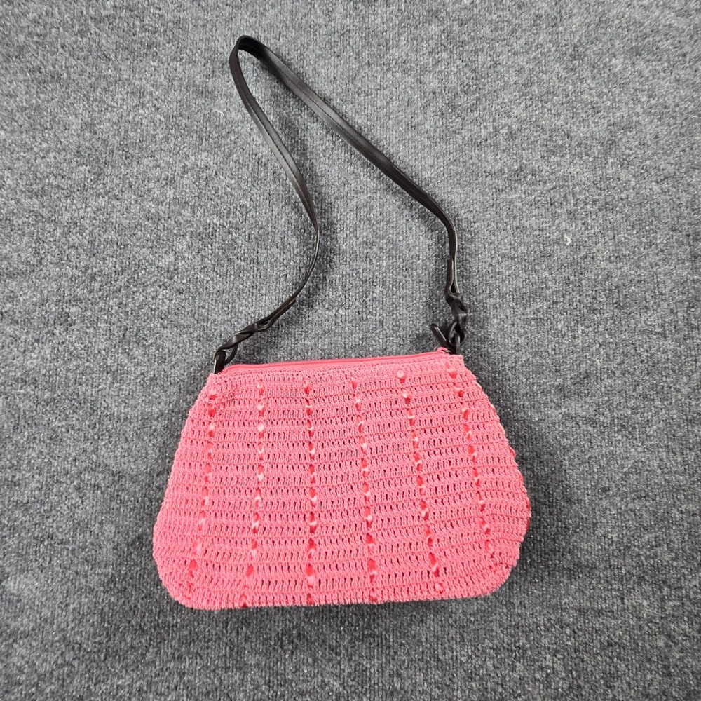 Liz Claiborne Villager Shoulder bag Small Pink Crochet Knit Liz Claiborne